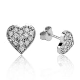 Silver White Heart Stud Earrings
